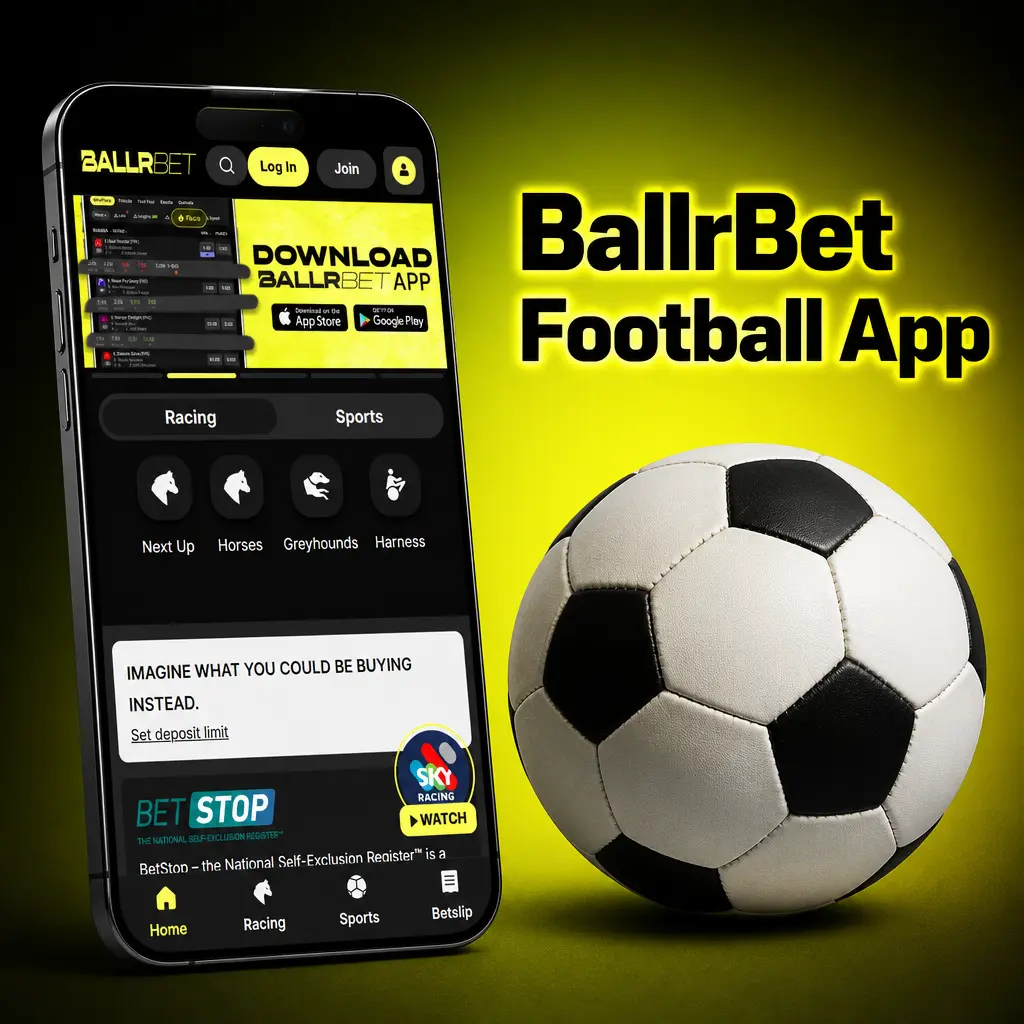 BallrBet football app on Android APK and iOS PWA, showing live betting markets and cash out options
