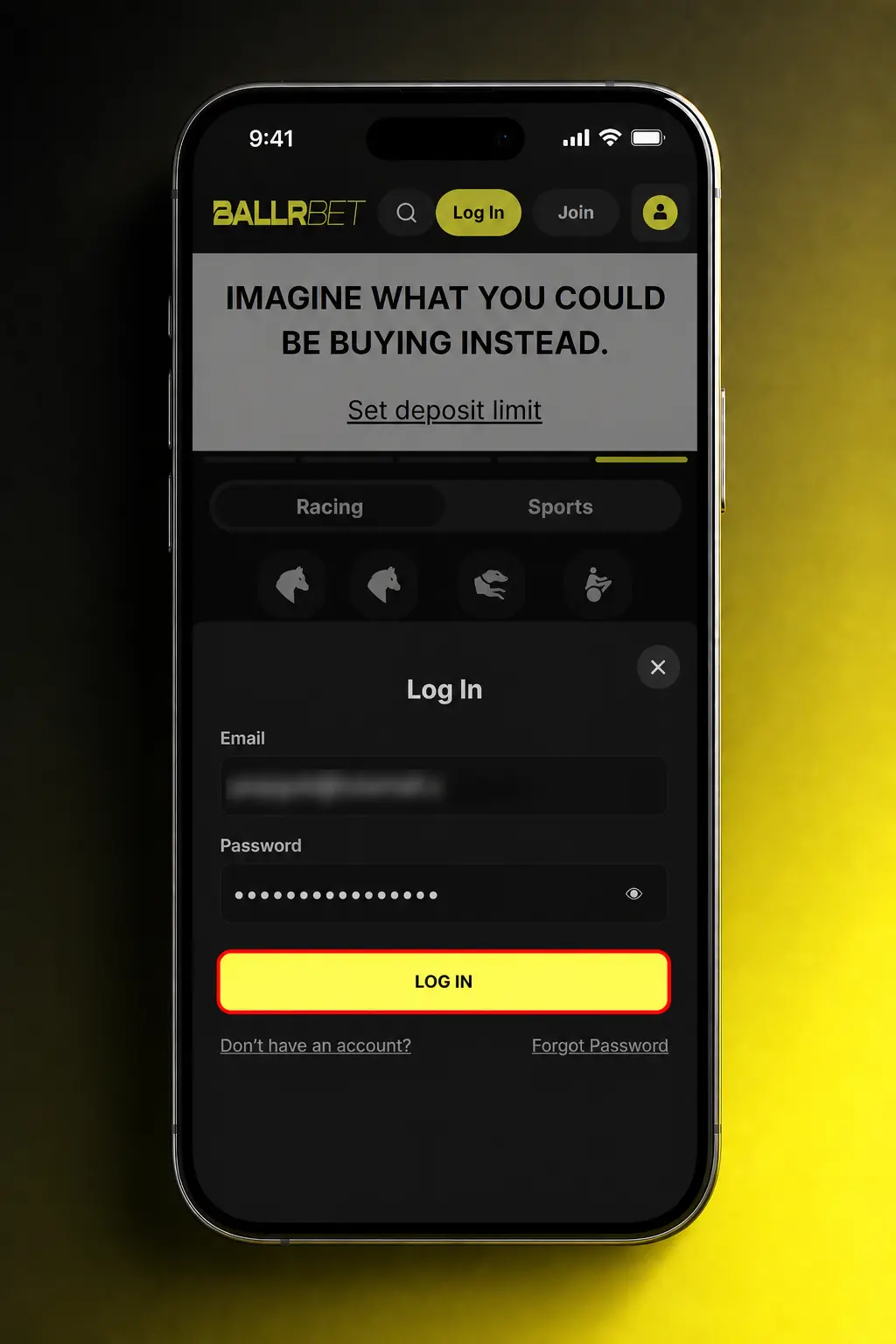 Step-by-step guide showing how to sign up, deposit, and place a horse racing bet on BallrBet.